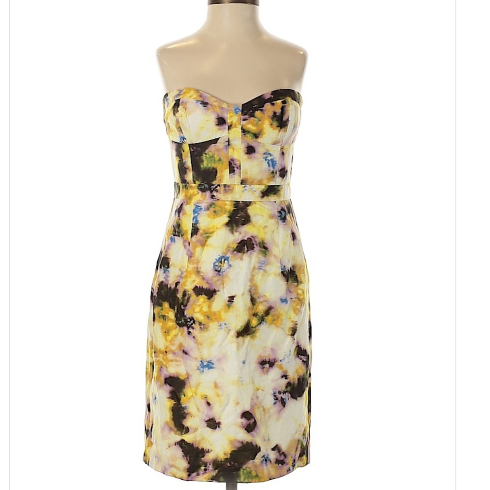 ⚡️J Crew Dress Floral bustier Strapless linen silk